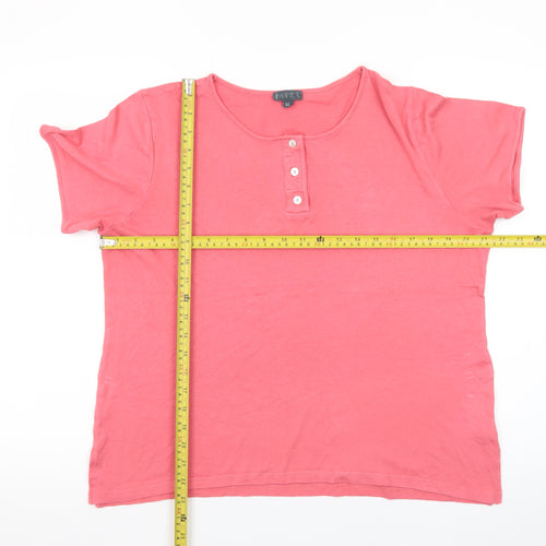 Patra Women Coral Short Sleeve Henley T-Shirt XL Bamboo Cotton Blend