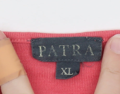 Patra Women Coral Short Sleeve Henley T-Shirt XL Bamboo Cotton Blend