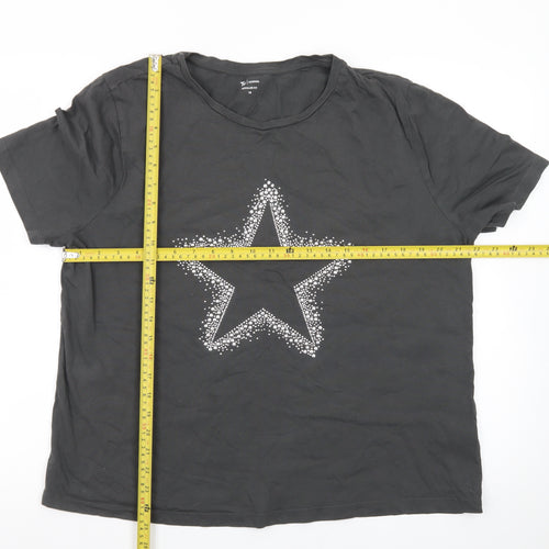 Tu Women’s Black Star Print Cotton T-Shirt Size 18 Short Sleeve