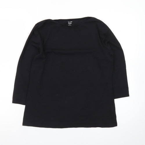 Marks and Spencer Women's Black Cotton 3/4 Sleeve Boat Neck Top Size 14