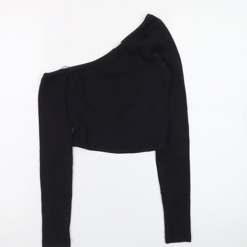 Stradivarius Women's Black One Shoulder Cropped Top XS