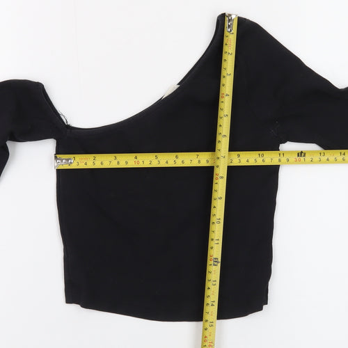 Stradivarius Women's Black One Shoulder Cropped Top XS