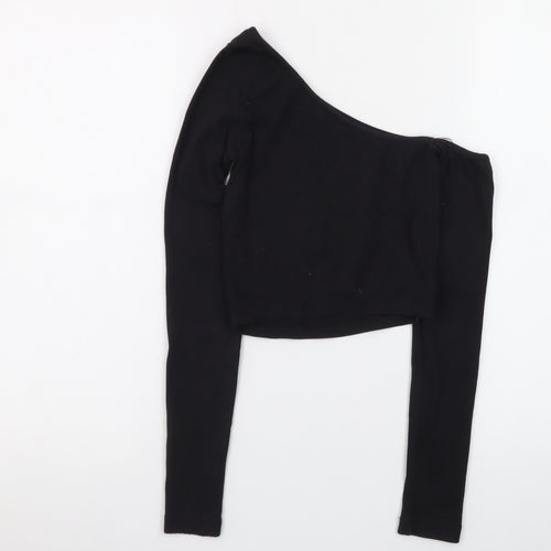 Stradivarius Women's Black One Shoulder Cropped Top XS