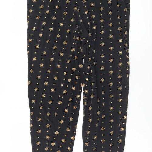 George Women’s Black Patterned Leggings Size 12-14 Elastic Waist