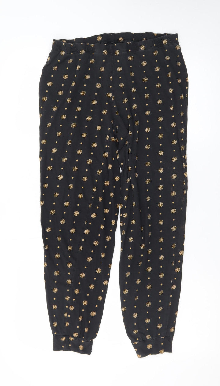 George Women’s Black Patterned Leggings Size 12-14 Elastic Waist