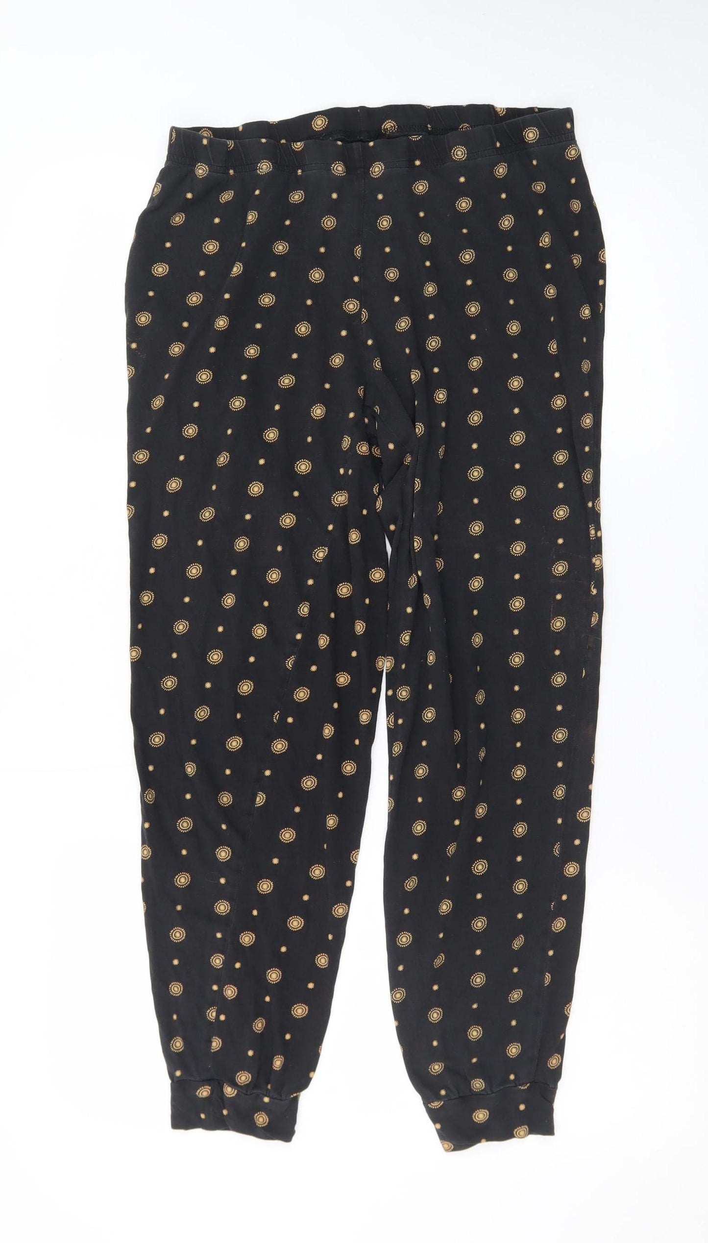 George Women’s Black Patterned Leggings Size 12-14 Elastic Waist