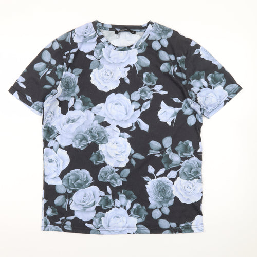 Bolongaro Trevor Men's Black Floral Crew Neck Short Sleeve T-Shirt Size S