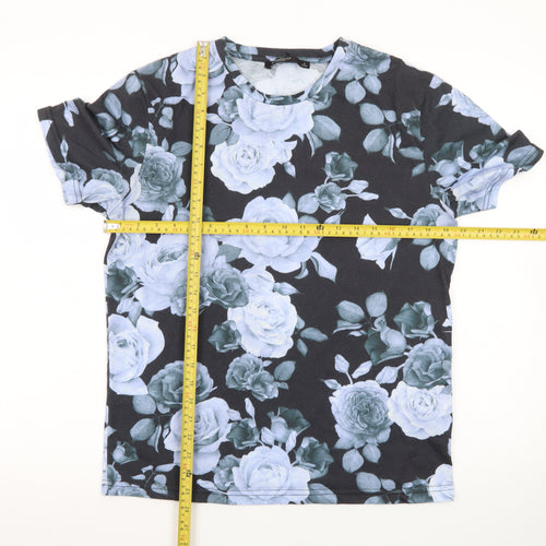 Bolongaro Trevor Men's Black Floral Crew Neck Short Sleeve T-Shirt Size S