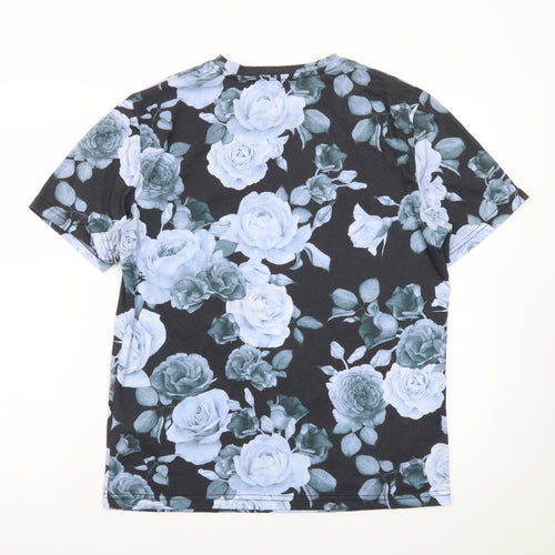 Bolongaro Trevor Men's Black Floral Crew Neck Short Sleeve T-Shirt Size S