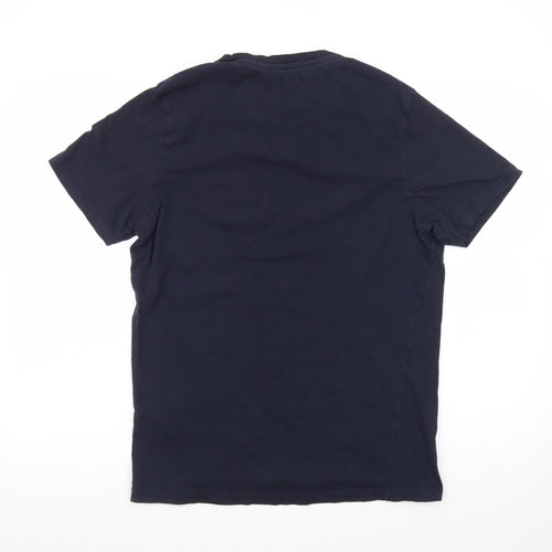 Brave Soul Men's Navy Blue L Graphic Print Crew Neck Cotton T-Shirt