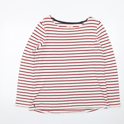 Joules Womens Red White Striped Long Sleeve Boat Neck Top Size 16