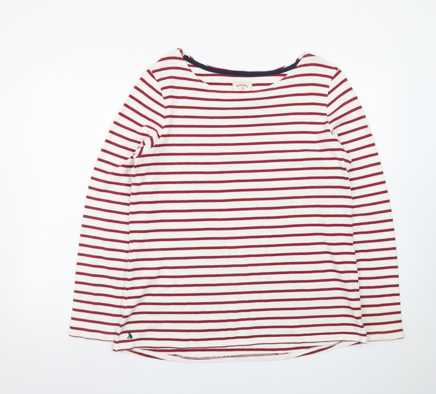 Joules Womens Red White Striped Long Sleeve Boat Neck Top Size 16