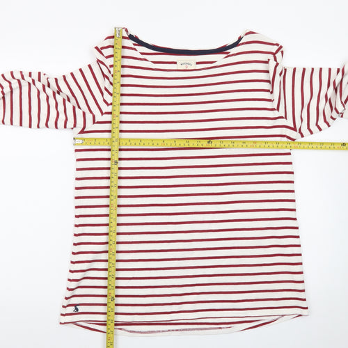 Joules Womens Red White Striped Long Sleeve Boat Neck Top Size 16