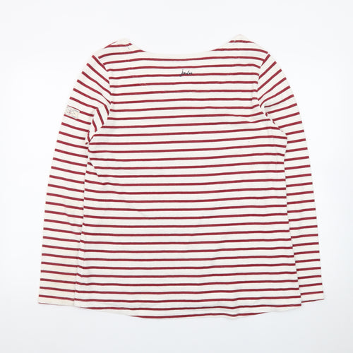 Joules Womens Red White Striped Long Sleeve Boat Neck Top Size 16