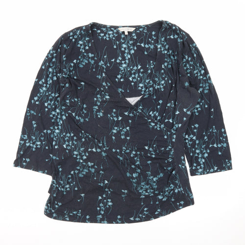 RJR John Rocha Women's Blue Floral Wrap Blouse Size 18