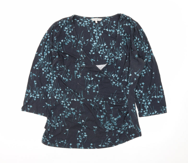 RJR John Rocha Women's Blue Floral Wrap Blouse Size 18