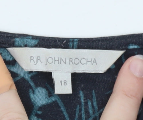 RJR John Rocha Women's Blue Floral Wrap Blouse Size 18