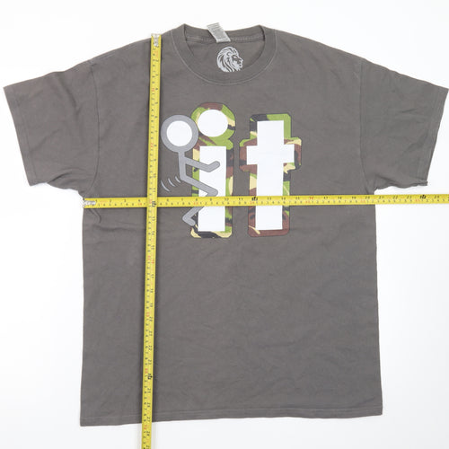 Lion Legion Men's Grey Funny Camouflage Graphic Cotton T-Shirt L