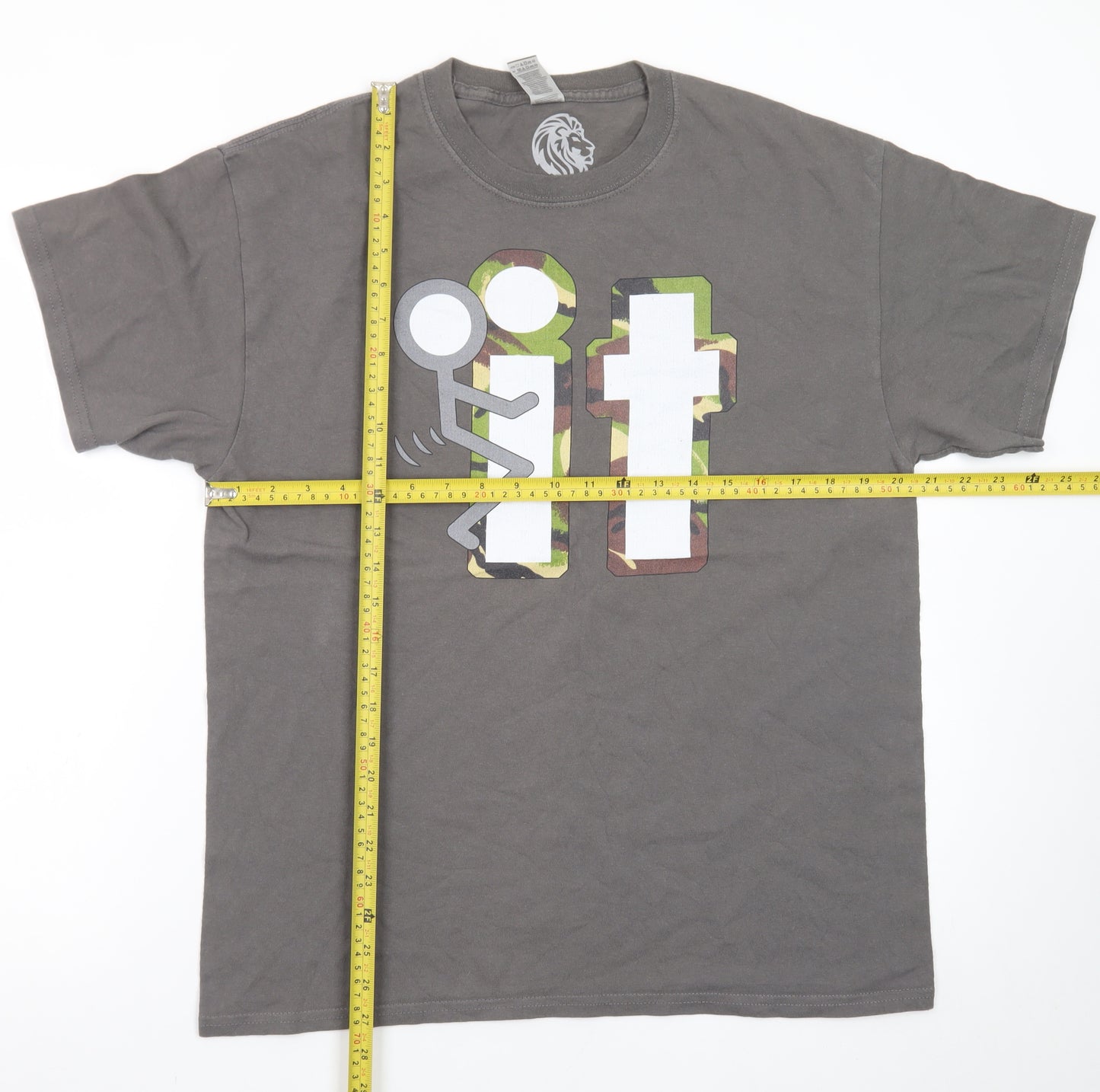 Lion Legion Men's Grey Funny Camouflage Graphic Cotton T-Shirt L