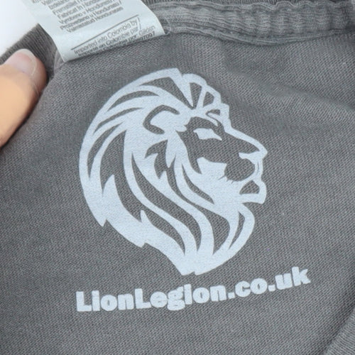Lion Legion Men's Grey Funny Camouflage Graphic Cotton T-Shirt L