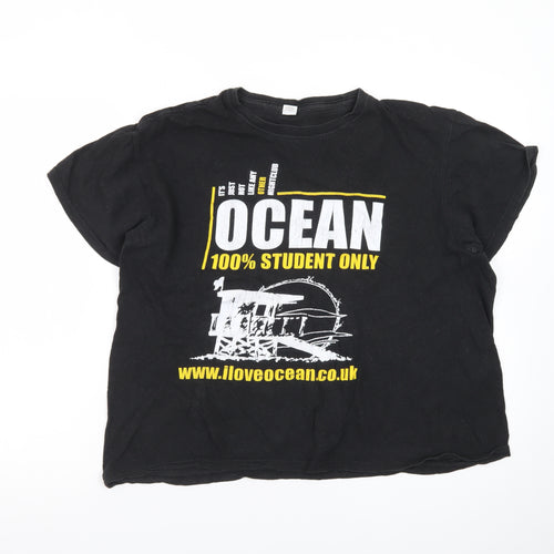 Club Black Ocean Student T-Shirt Men's L Graphic Print Cotton