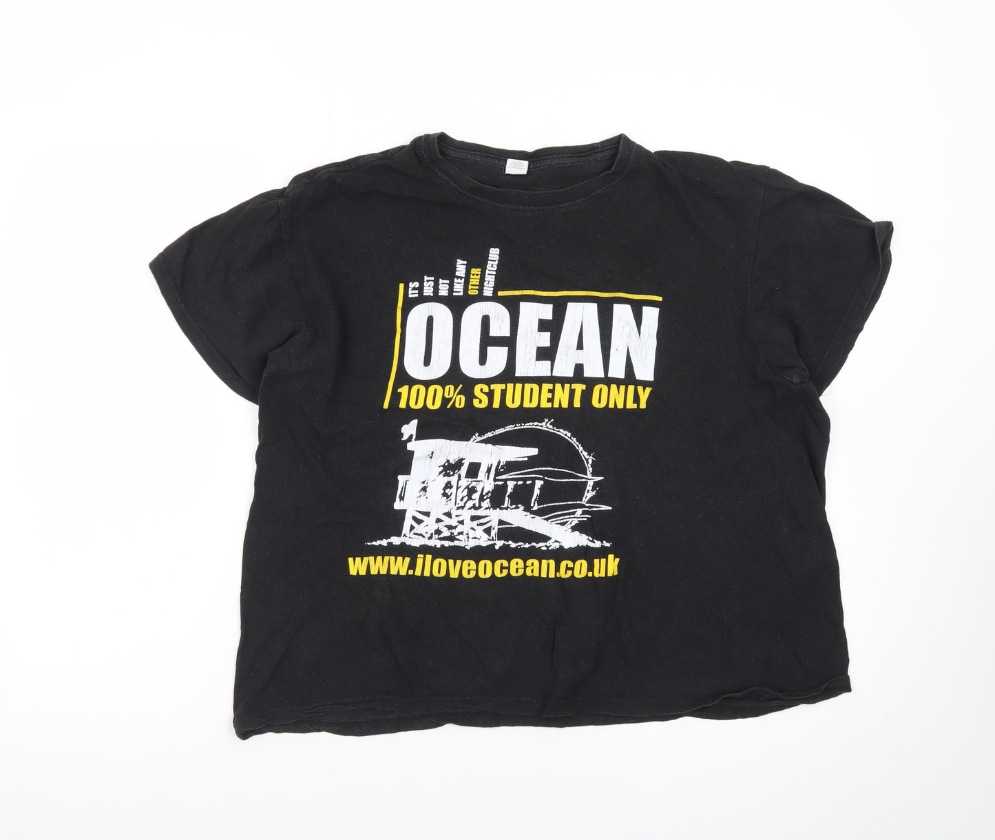 Club Black Ocean Student T-Shirt Men's L Graphic Print Cotton