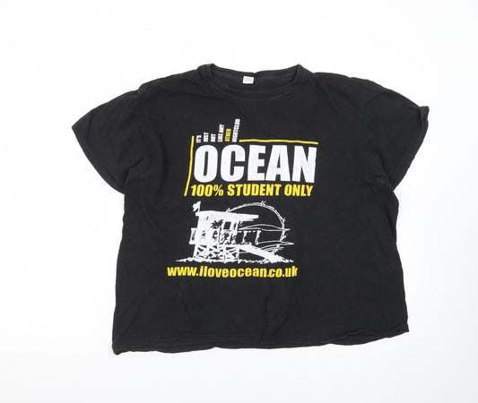 Club Black Ocean Student T-Shirt Men's L Graphic Print Cotton