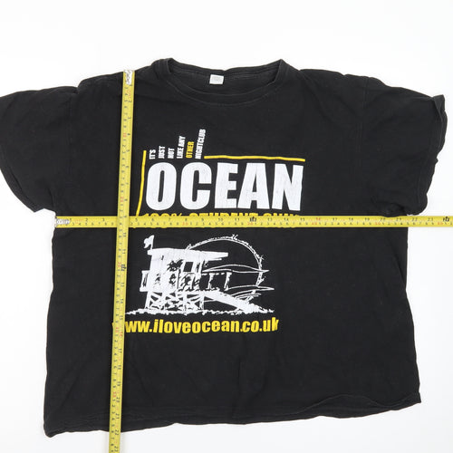 Club Black Ocean Student T-Shirt Men's L Graphic Print Cotton
