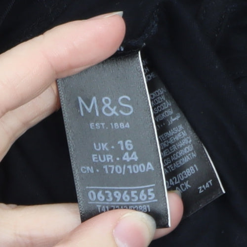 Marks and Spencer Women's Black Roll Neck Long Sleeve Basic Top Size 16