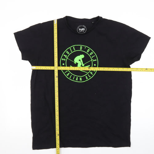 B-Life Men's Black XL Sauze D’Oulx Italian Alps Ski Graphic T-Shirt