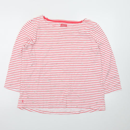 Joules Womens Pink Striped 3/4 Sleeve Cotton T-Shirt Size 14