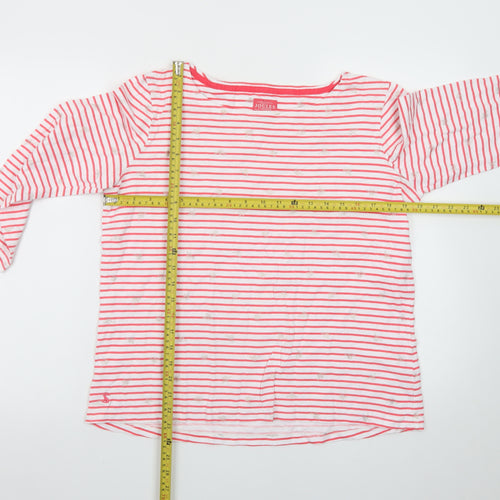 Joules Womens Pink Striped 3/4 Sleeve Cotton T-Shirt Size 14