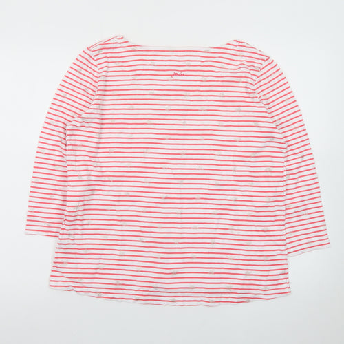 Joules Womens Pink Striped 3/4 Sleeve Cotton T-Shirt Size 14
