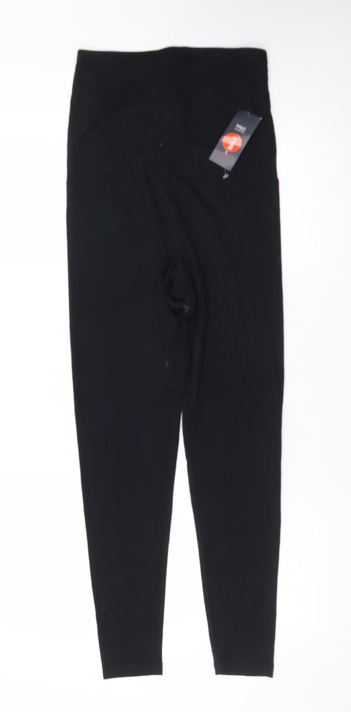 Marks and Spencer Women Black Size 10 Ankle Leggings with Stretch Waist