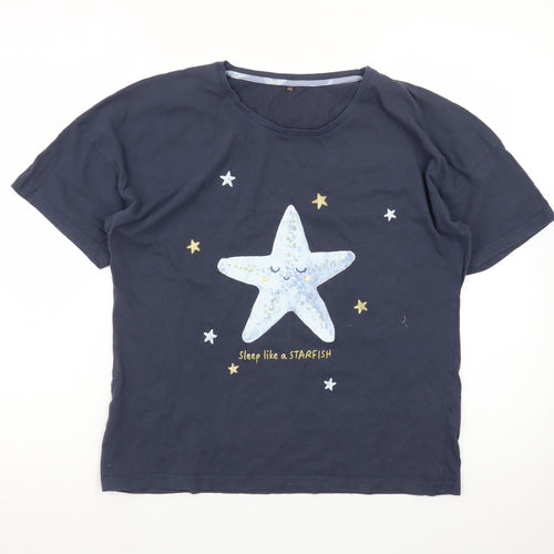 George Women's Blue Starfish Graphic Pyjama Top Size 8-10