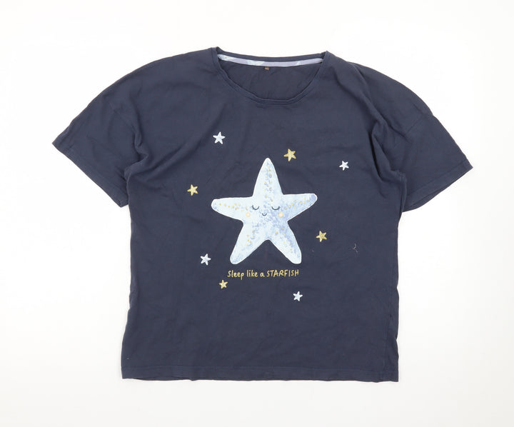 George Women's Blue Starfish Graphic Pyjama Top Size 8-10