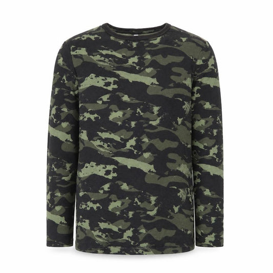 Marks and Spencer Boys Green Camouflage Long Sleeve Cotton T-Shirt 9-10 Years
