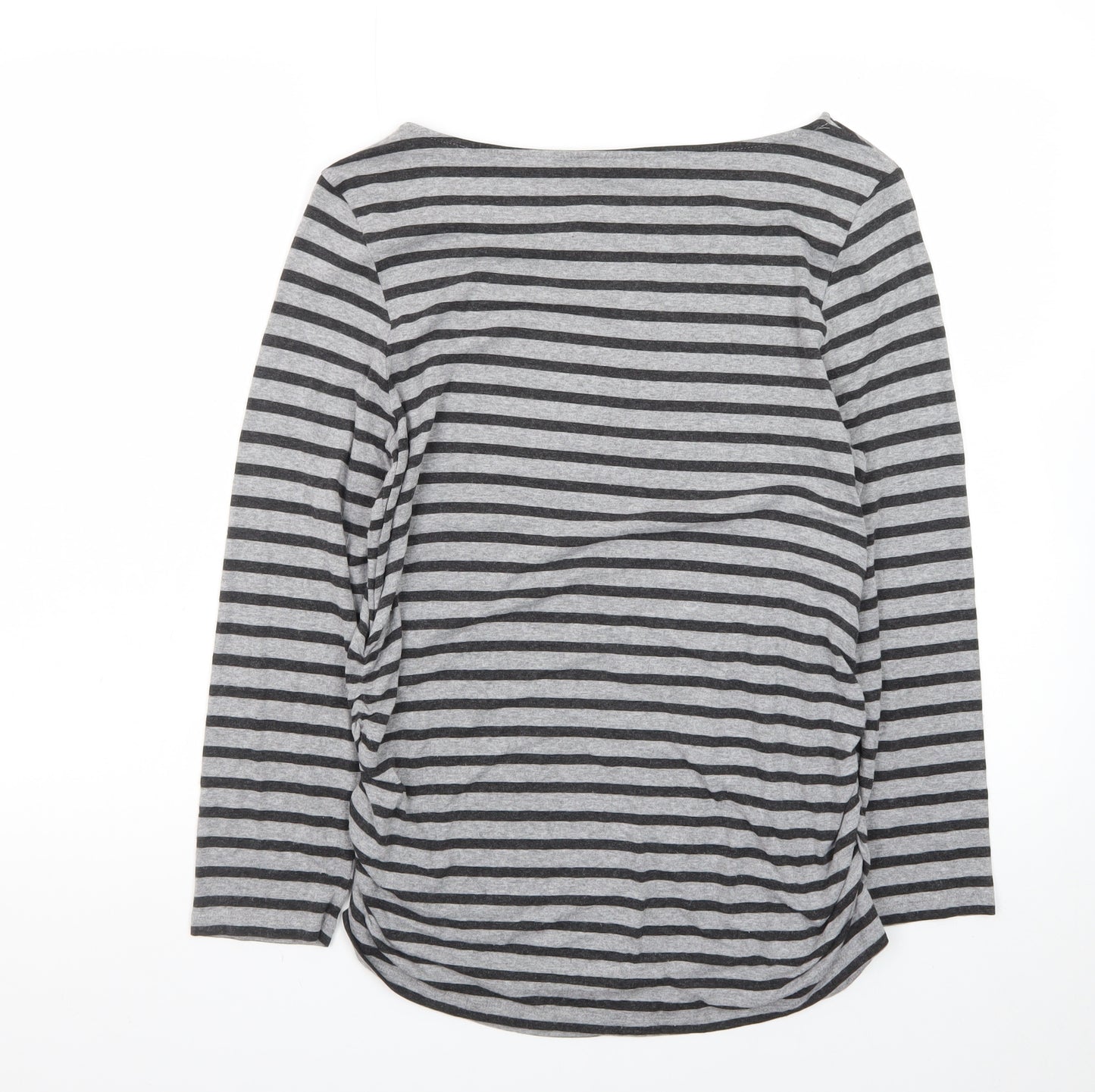 Mint Velvet Women Grey Striped Boat Neck Long Sleeve T-Shirt Size 16