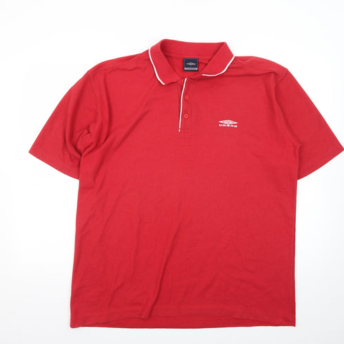Umbro Men's Red XL Polo Shirt Cotton Short Sleeve Sportswear