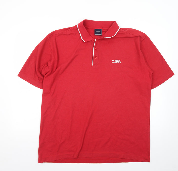 Umbro Men's Red XL Polo Shirt Cotton Short Sleeve Sportswear
