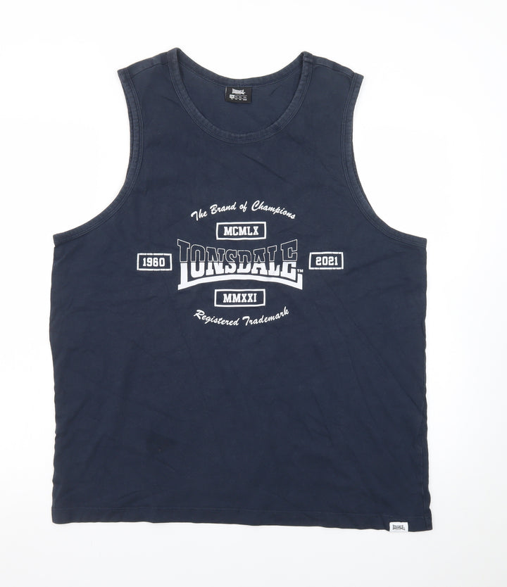 Lonsdale Men’s Blue 2XL Sleeveless Graphic T-Shirt Top