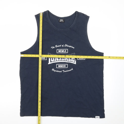 Lonsdale Men’s Blue 2XL Sleeveless Graphic T-Shirt Top
