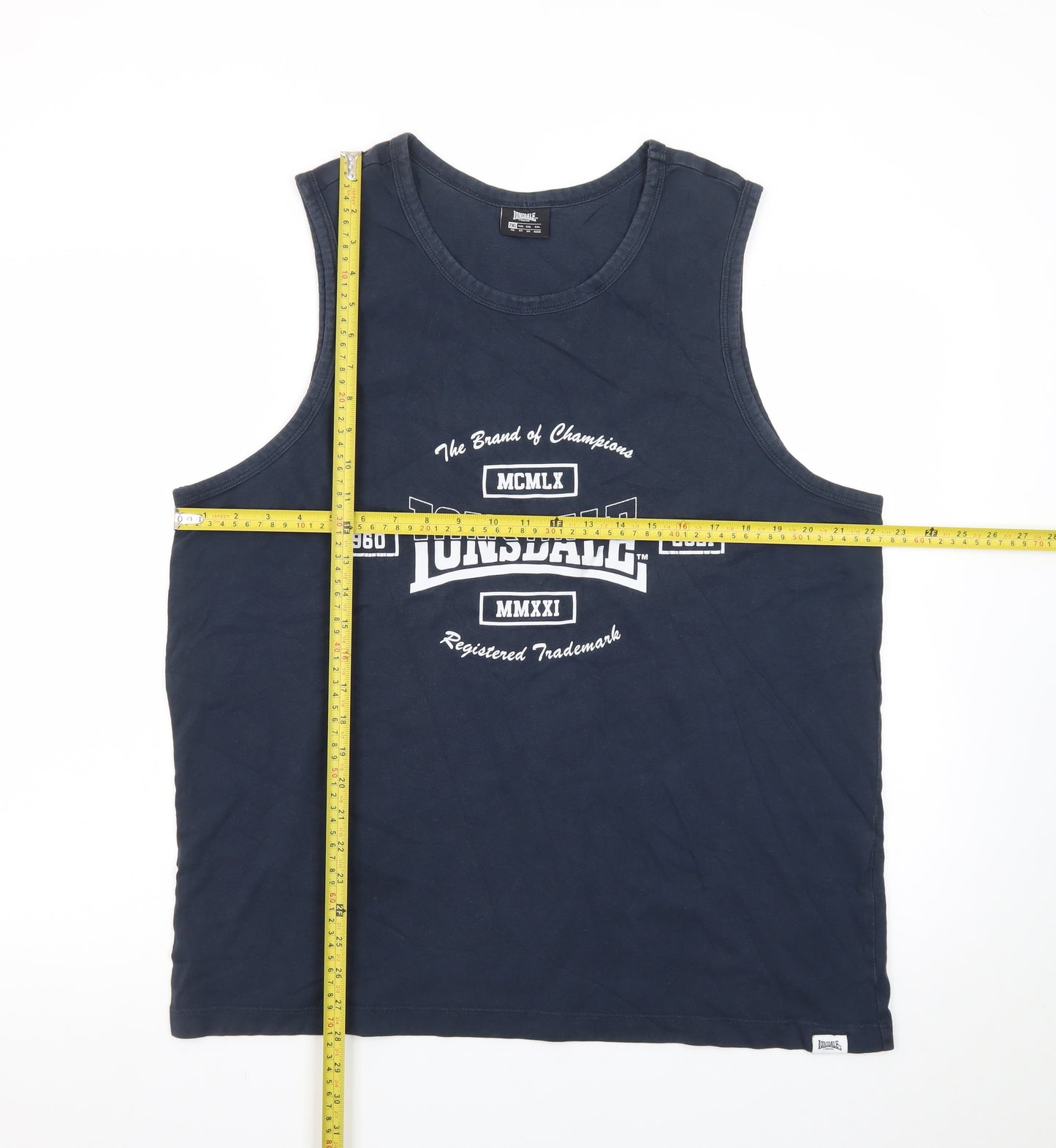 Lonsdale Men’s Blue 2XL Sleeveless Graphic T-Shirt Top