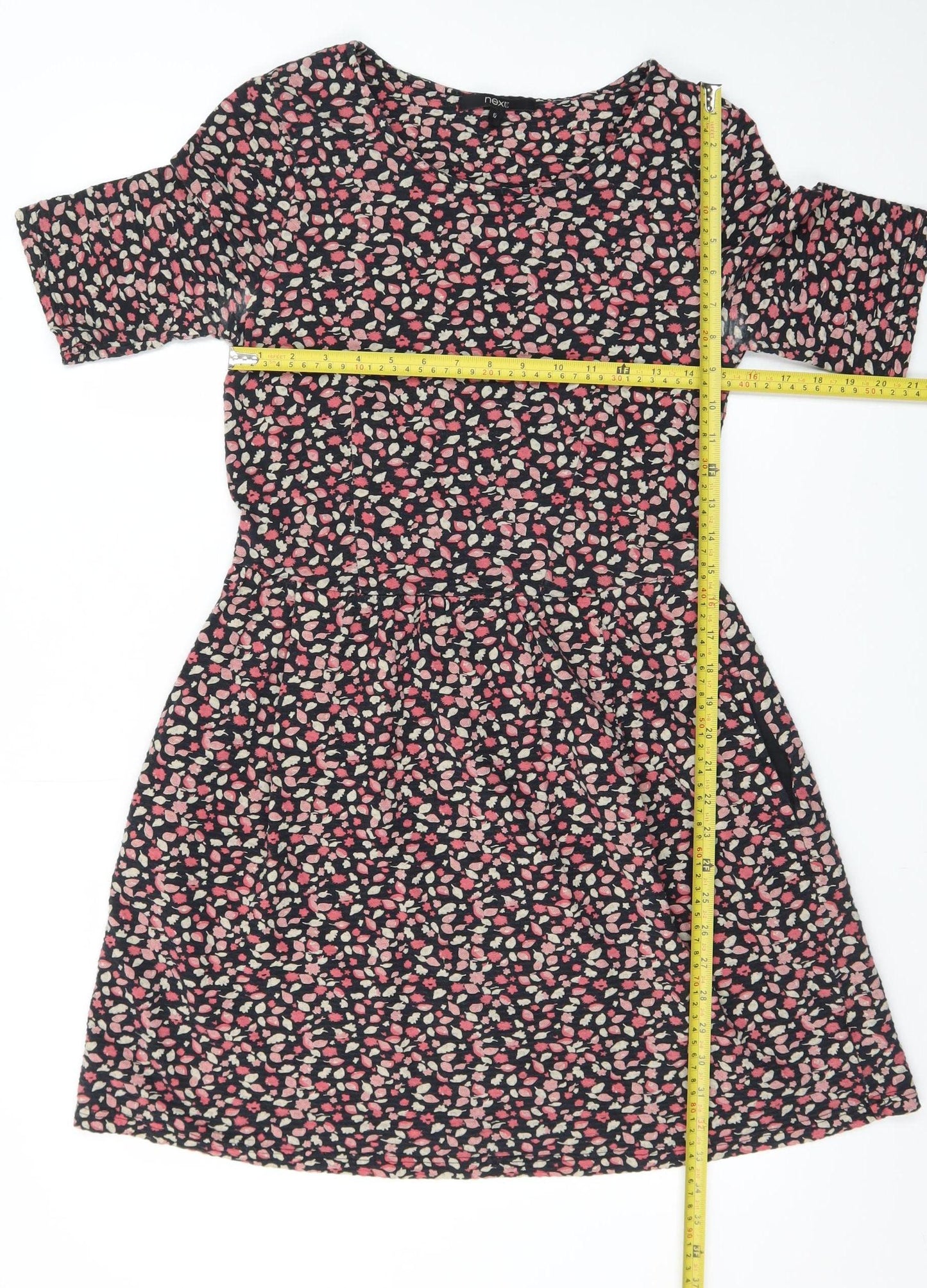 Next Women's Multicoloured Floral Fit & Flare Jersey Dress Size 12