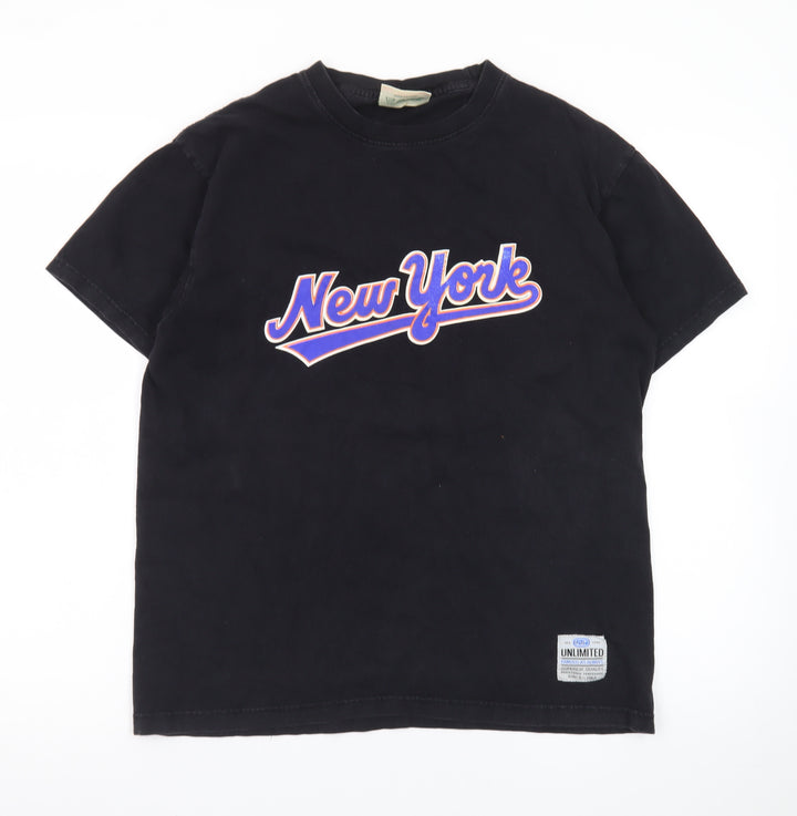 UNIT HUNDRED Mens Black L New York Graphic Cotton T-Shirt