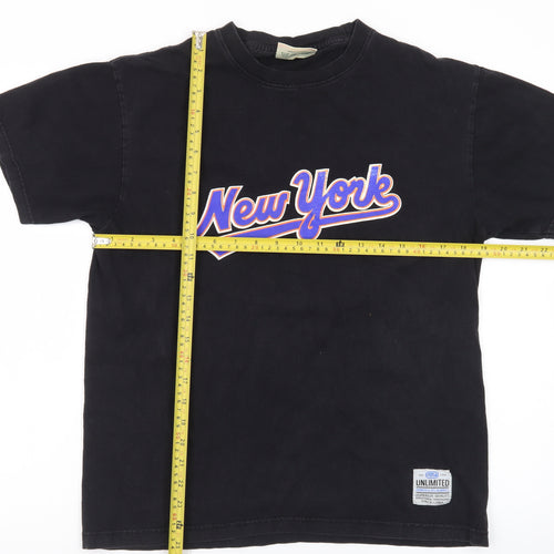 UNIT HUNDRED Mens Black L New York Graphic Cotton T-Shirt