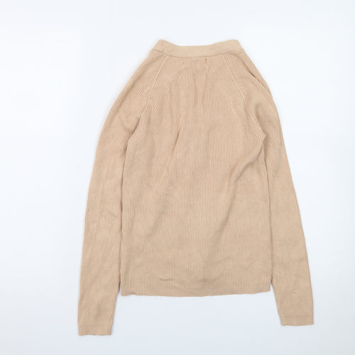 Primark Women Beige Cardigan Small V-Neck Long Sleeve Knitwear
