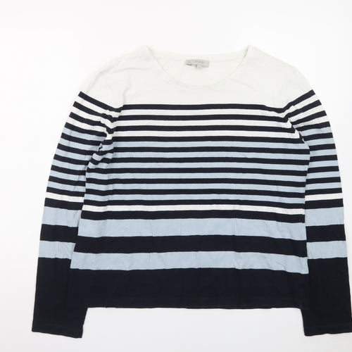 Hobbs Womens Blue Stripe Long Sleeve Pullover Sweatshirt XL