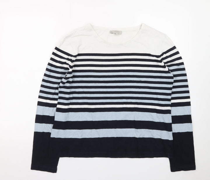 Hobbs Womens Blue Stripe Long Sleeve Pullover Sweatshirt XL