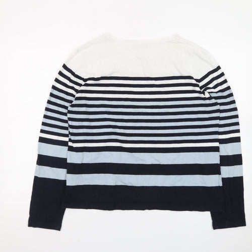 Hobbs Womens Blue Stripe Long Sleeve Pullover Sweatshirt XL